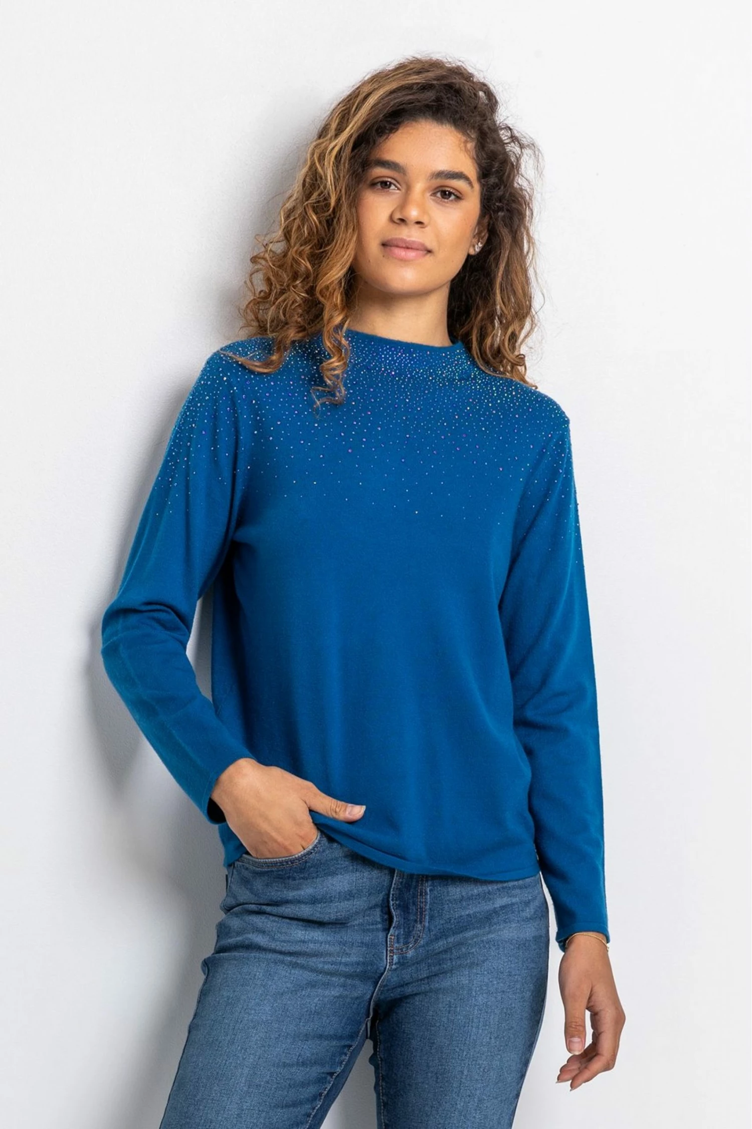 Roman Blue Diamante Long Sleeve Jumper 3 Roman Blue Diamante Long Sleeve Jumper