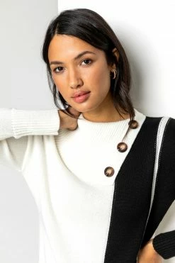 Roman White Colourblock Cowl Neck Button Jumper 11 Roman White Colourblock Cowl Neck Button Jumper -Roman Sales Shop unnamed file 9468