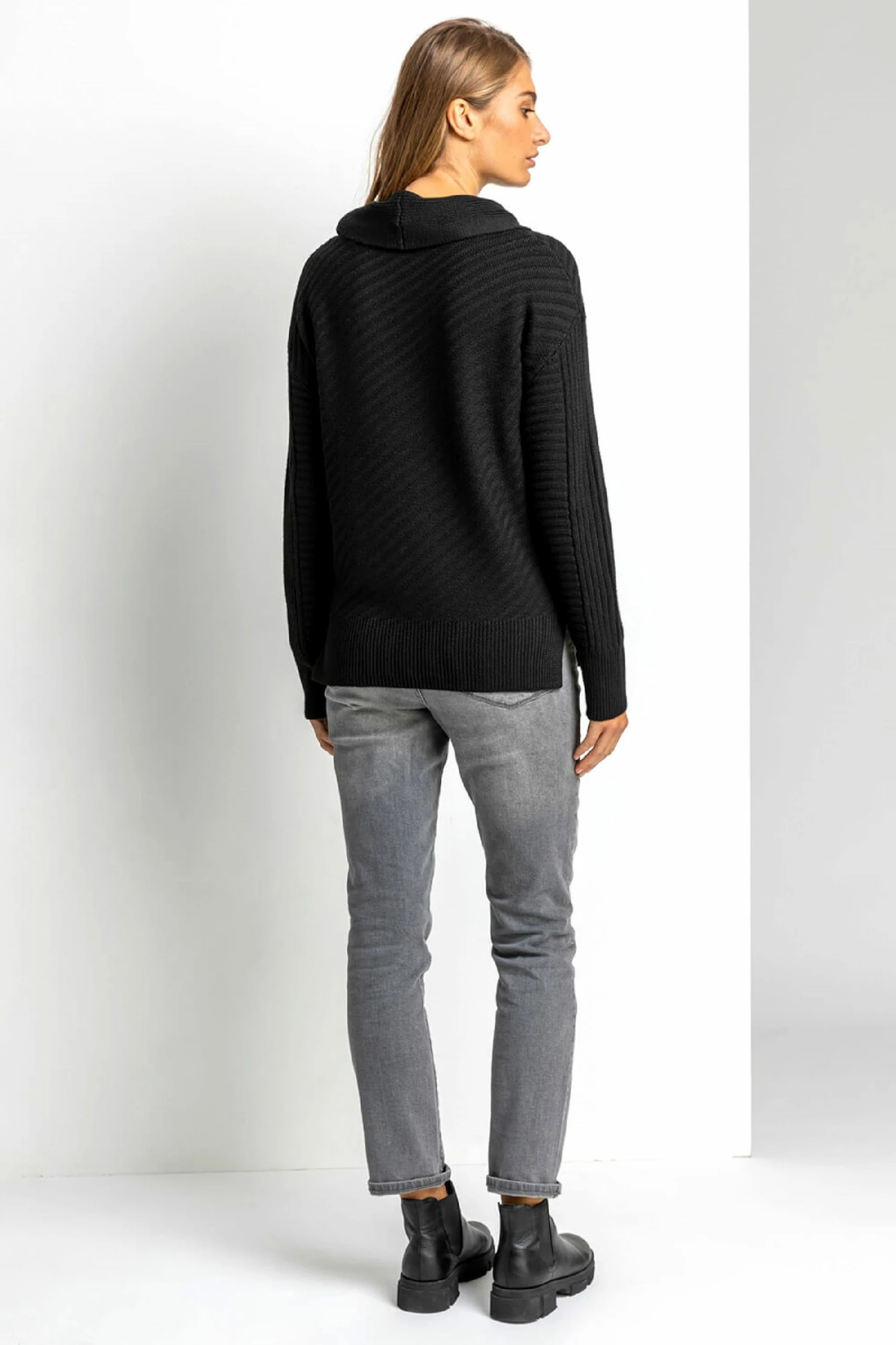 Roman Black Textured Cowl Neck Jumper 4 Roman Black Textured Cowl Neck Jumper - Image 2