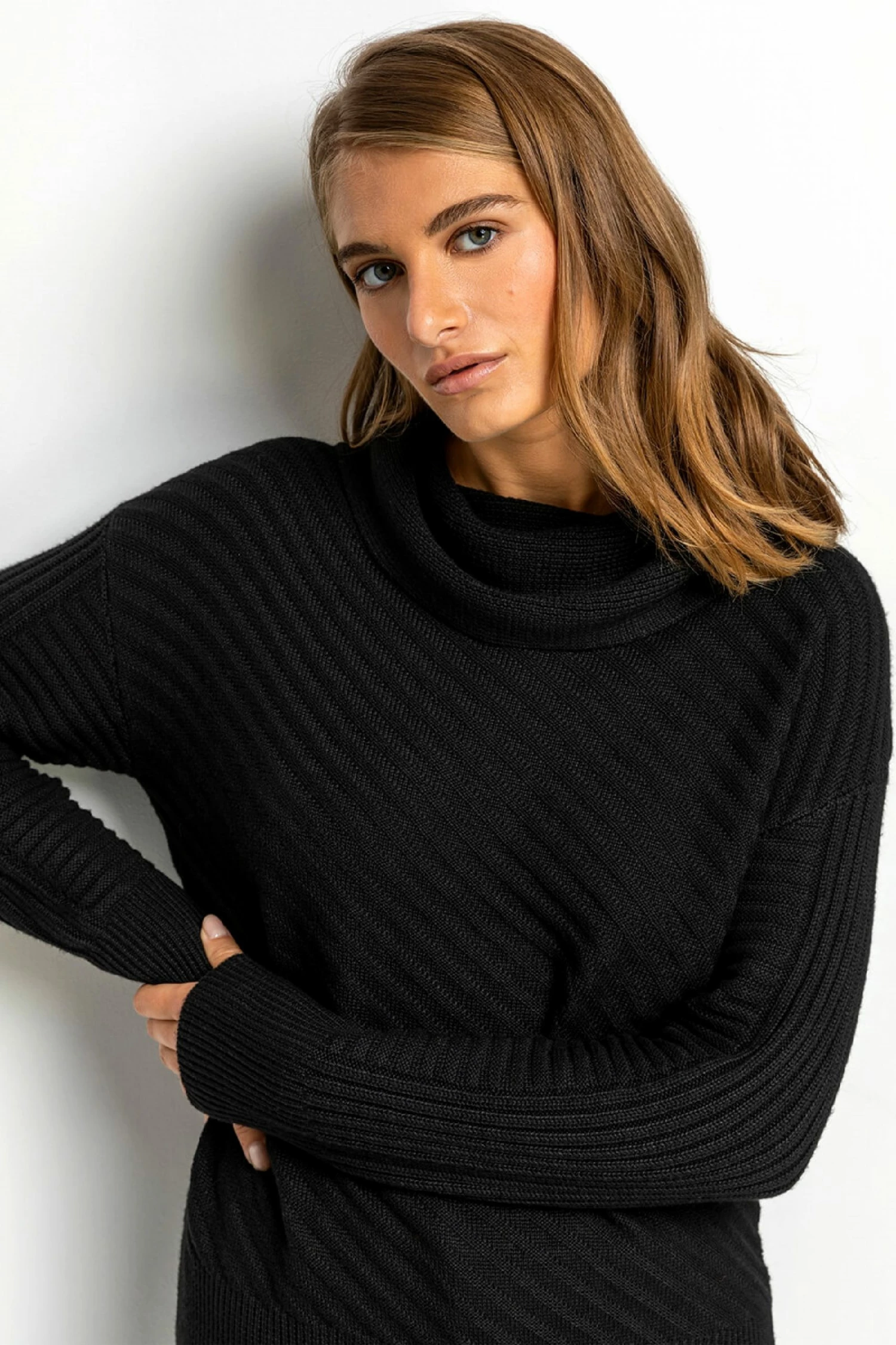 Roman Black Textured Cowl Neck Jumper 6 Roman Black Textured Cowl Neck Jumper - Image 4