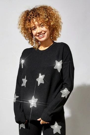 Roman Black Star Knit Lounge Jumper 6 Roman Black Star Knit Lounge Jumper - Image 4