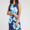 Roman Blue Bold Floral Print Scuba Shift Dress -Roman Sales Shop unnamed file 948