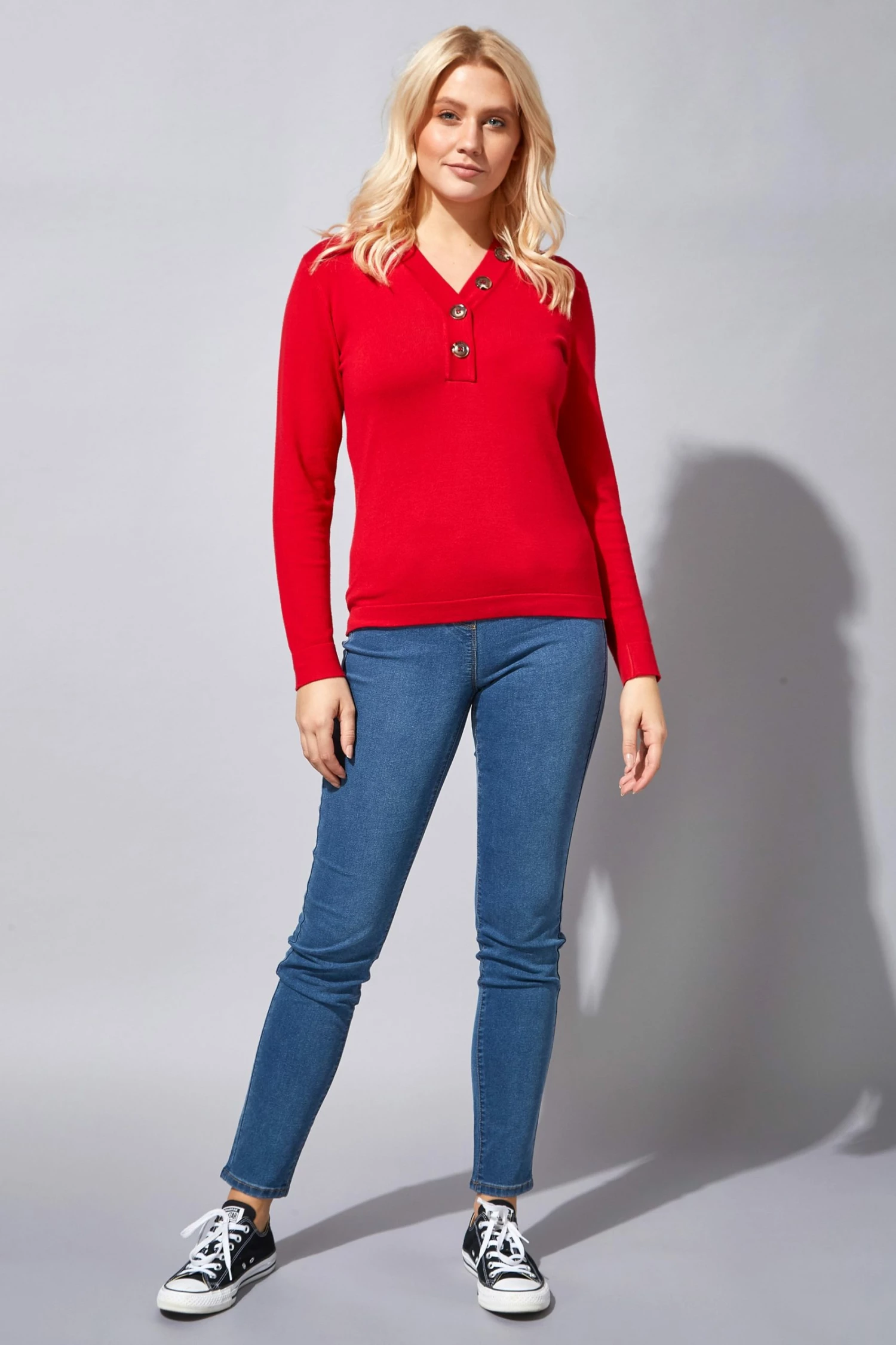 Roman Red Button V Neck Jumper 4 Roman Red Button V Neck Jumper - Image 2