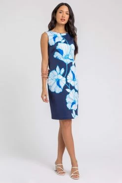 Roman Blue Bold Floral Print Scuba Shift Dress -Roman Sales Shop unnamed file 950