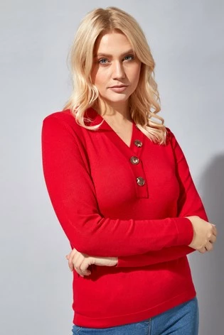 Roman Red Button V Neck Jumper 7 Roman Red Button V Neck Jumper - Image 5