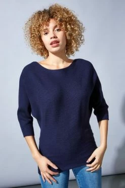 Roman Midnight Blue Ribbed Batwing Jumper -Roman Sales Shop unnamed file 9507