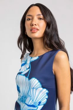 Roman Blue Bold Floral Print Scuba Shift Dress -Roman Sales Shop unnamed file 951