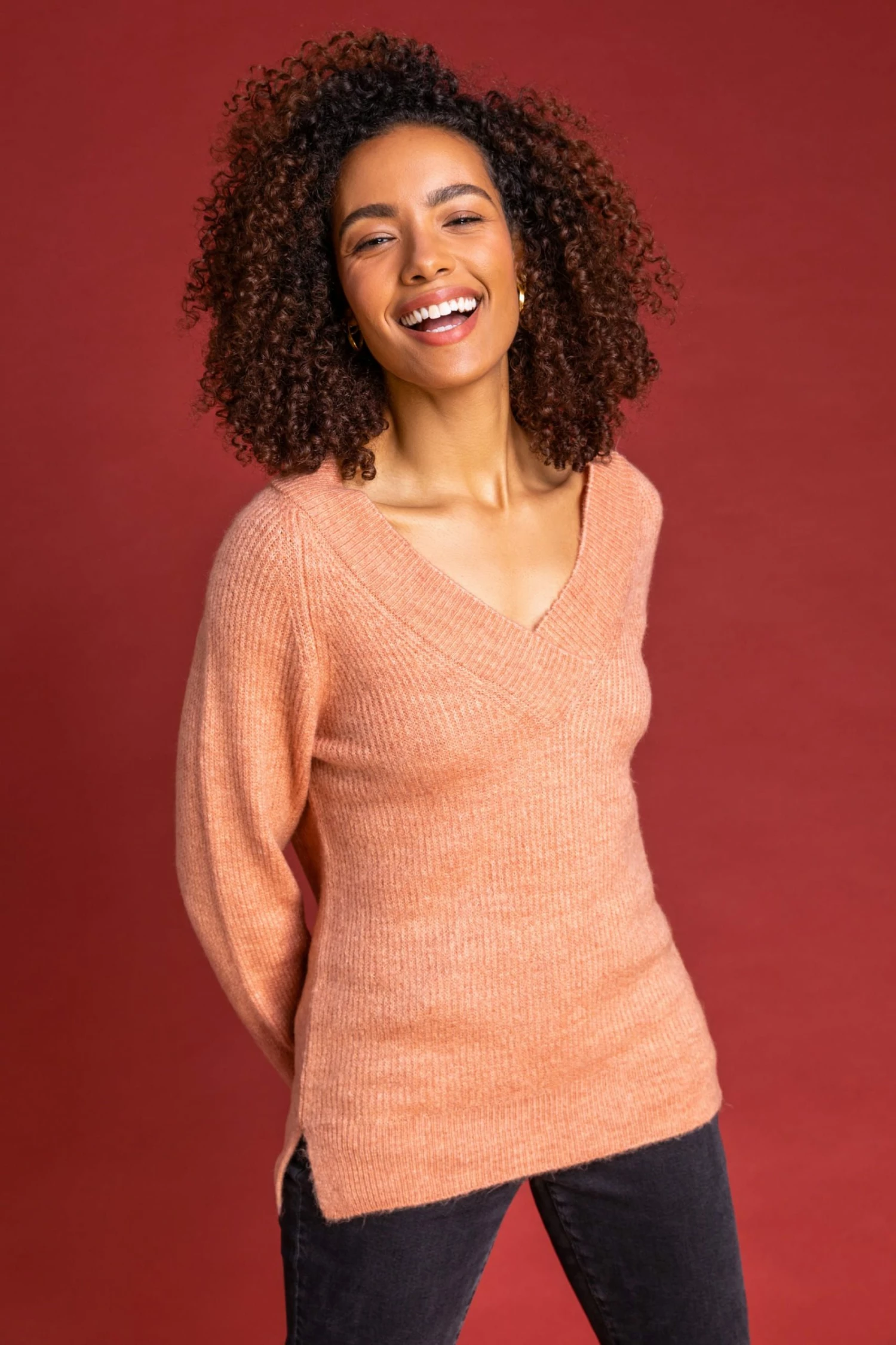 Roman Pink V-Neck Crossover Detail Jumper 7 Roman Pink V-Neck Crossover Detail Jumper - Image 5