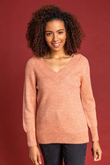 Roman Pink V-Neck Crossover Detail Jumper 8 Roman Pink V-Neck Crossover Detail Jumper - Image 6