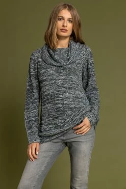 Roman Grey Textured Cowl Neck Jumper