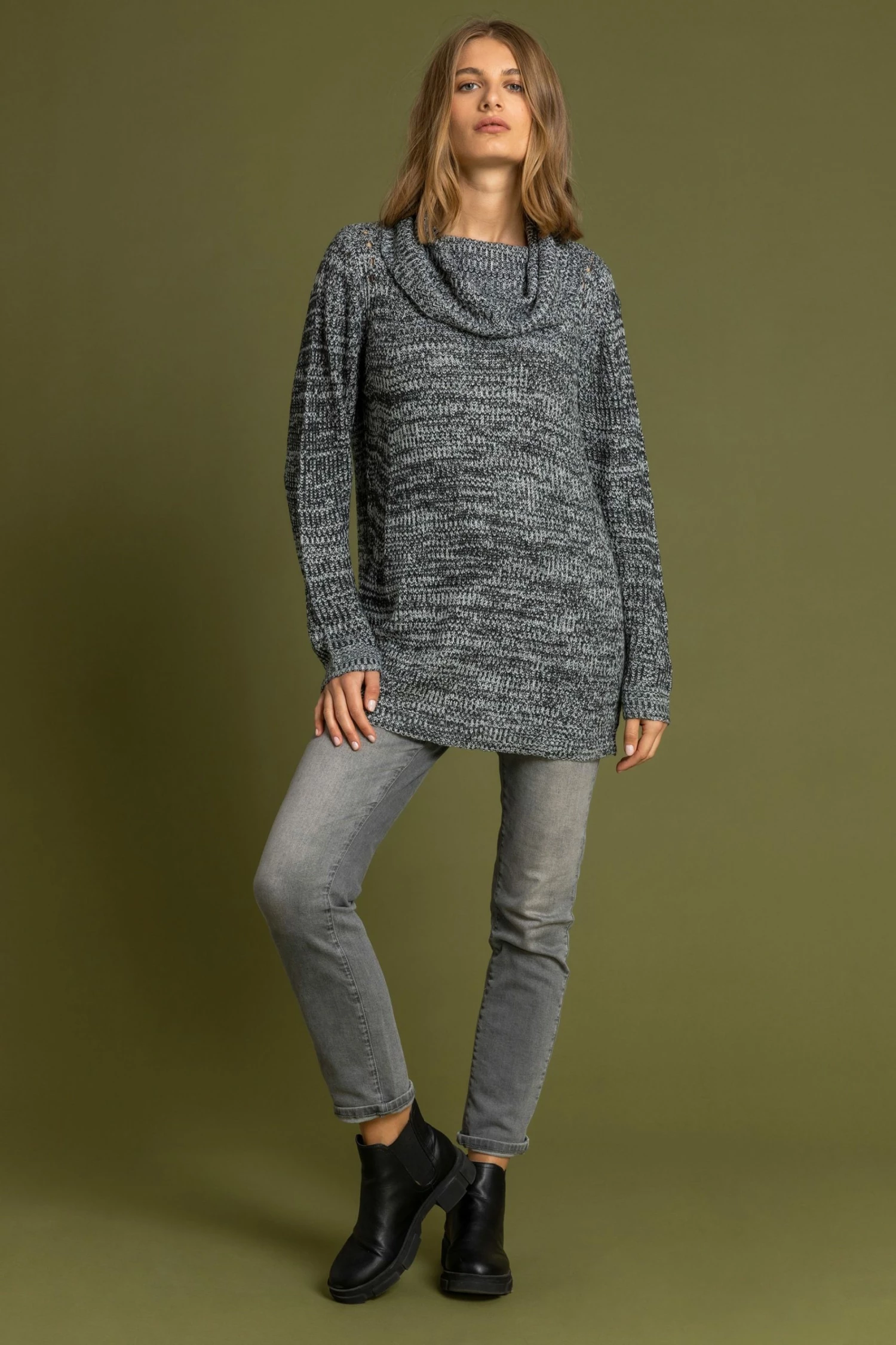 Roman Grey Textured Cowl Neck Jumper 5 Roman Grey Textured Cowl Neck Jumper - Image 3