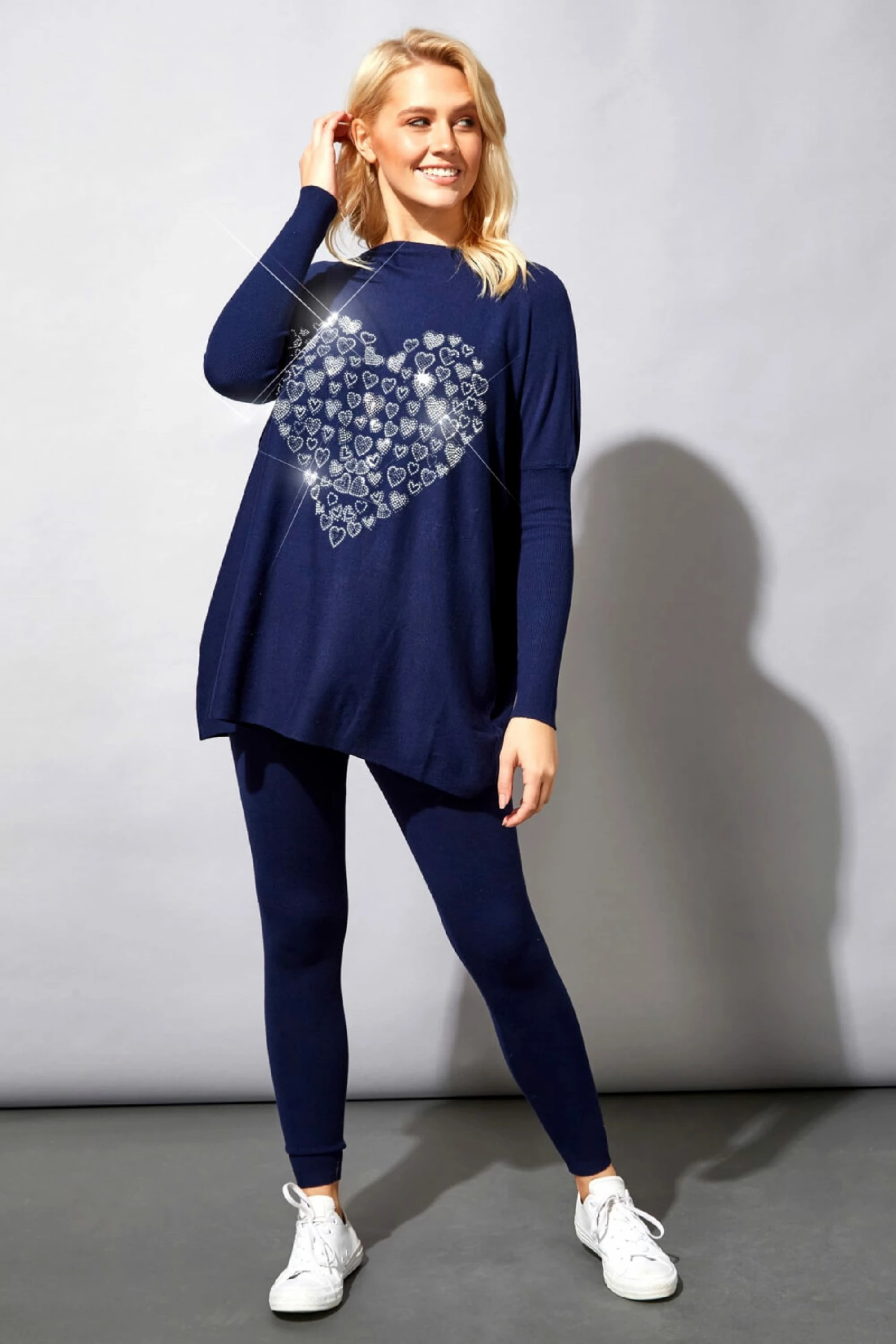 Roman Blue Heart Embellished Tunic Lounge Jumper 4 Roman Blue Heart Embellished Tunic Lounge Jumper - Image 2