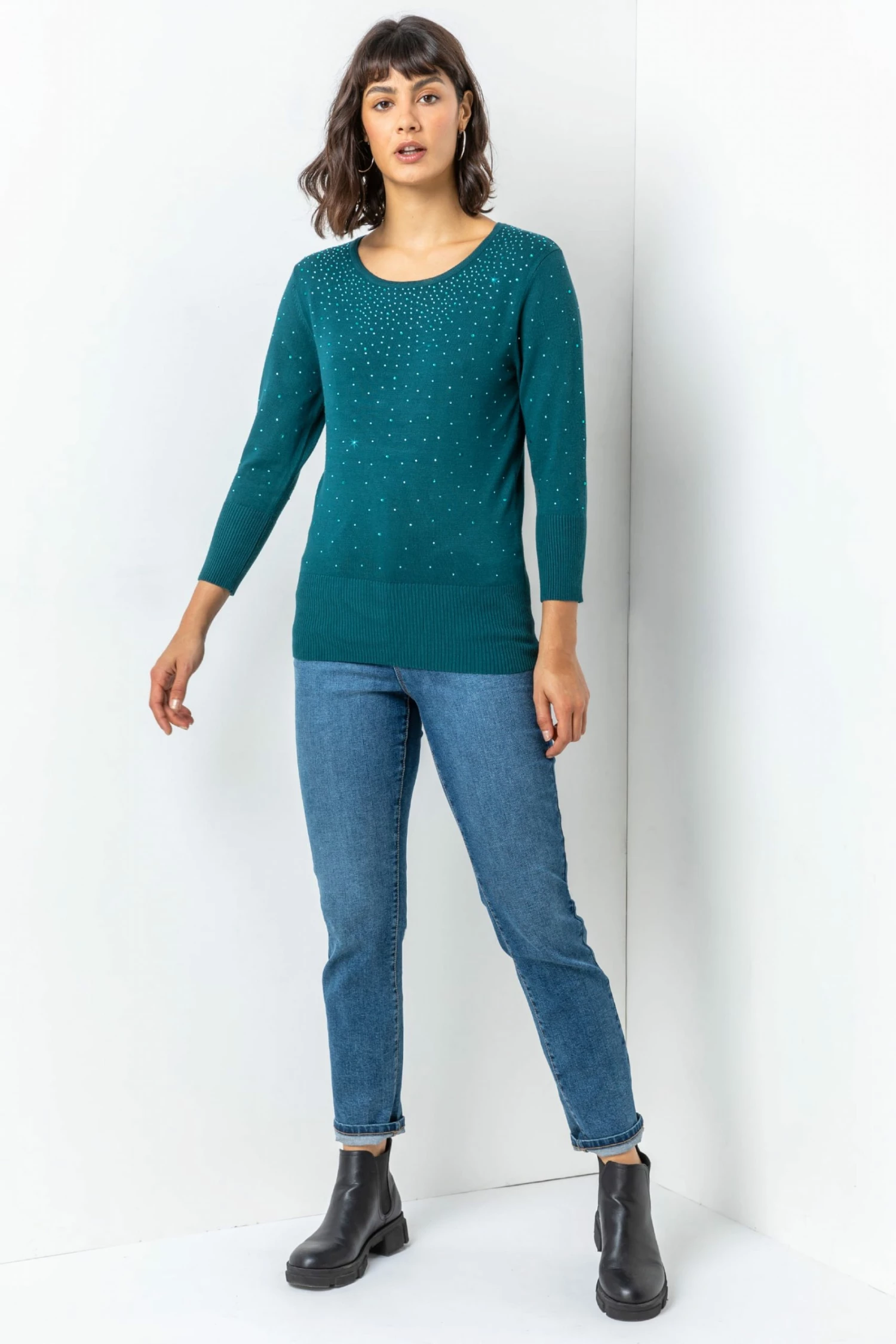 Roman Green Diamante Studded Jumper 5 Roman Green Diamante Studded Jumper - Image 3