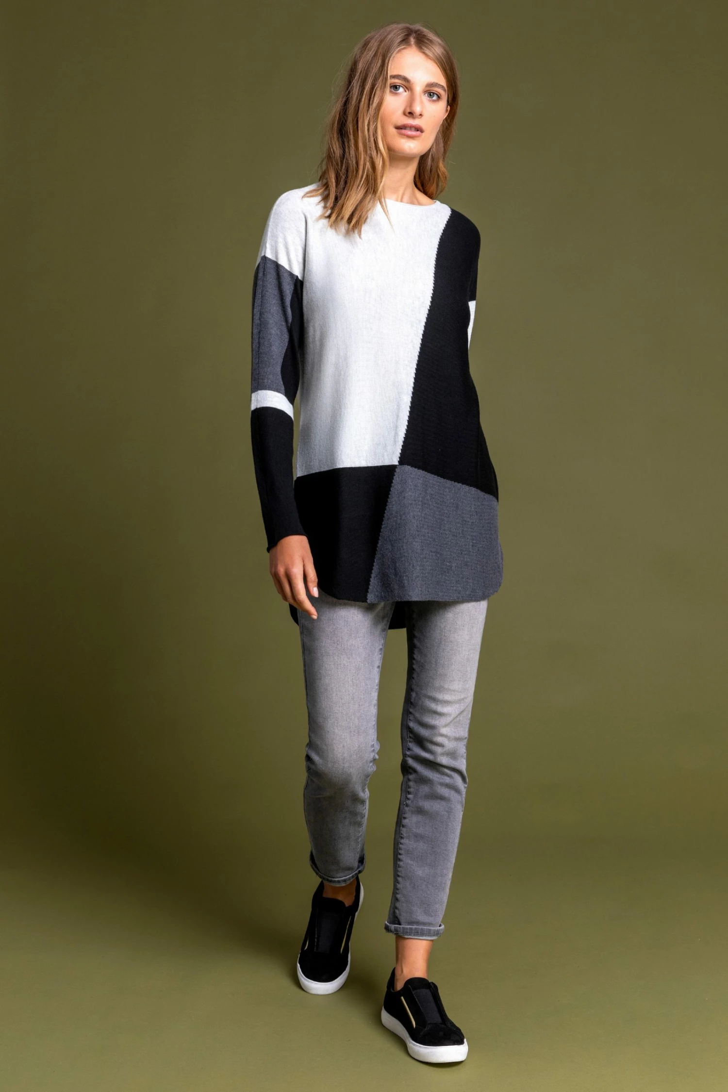 Roman Black Colour Block Crew Neck Jumper 4 Roman Black Colour Block Crew Neck Jumper - Image 2