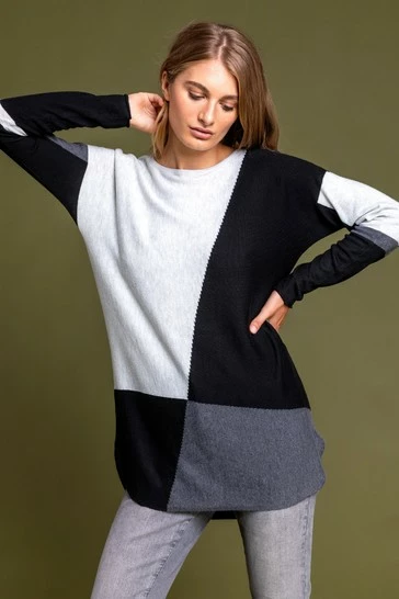 Roman Black Colour Block Crew Neck Jumper 7 Roman Black Colour Block Crew Neck Jumper - Image 5