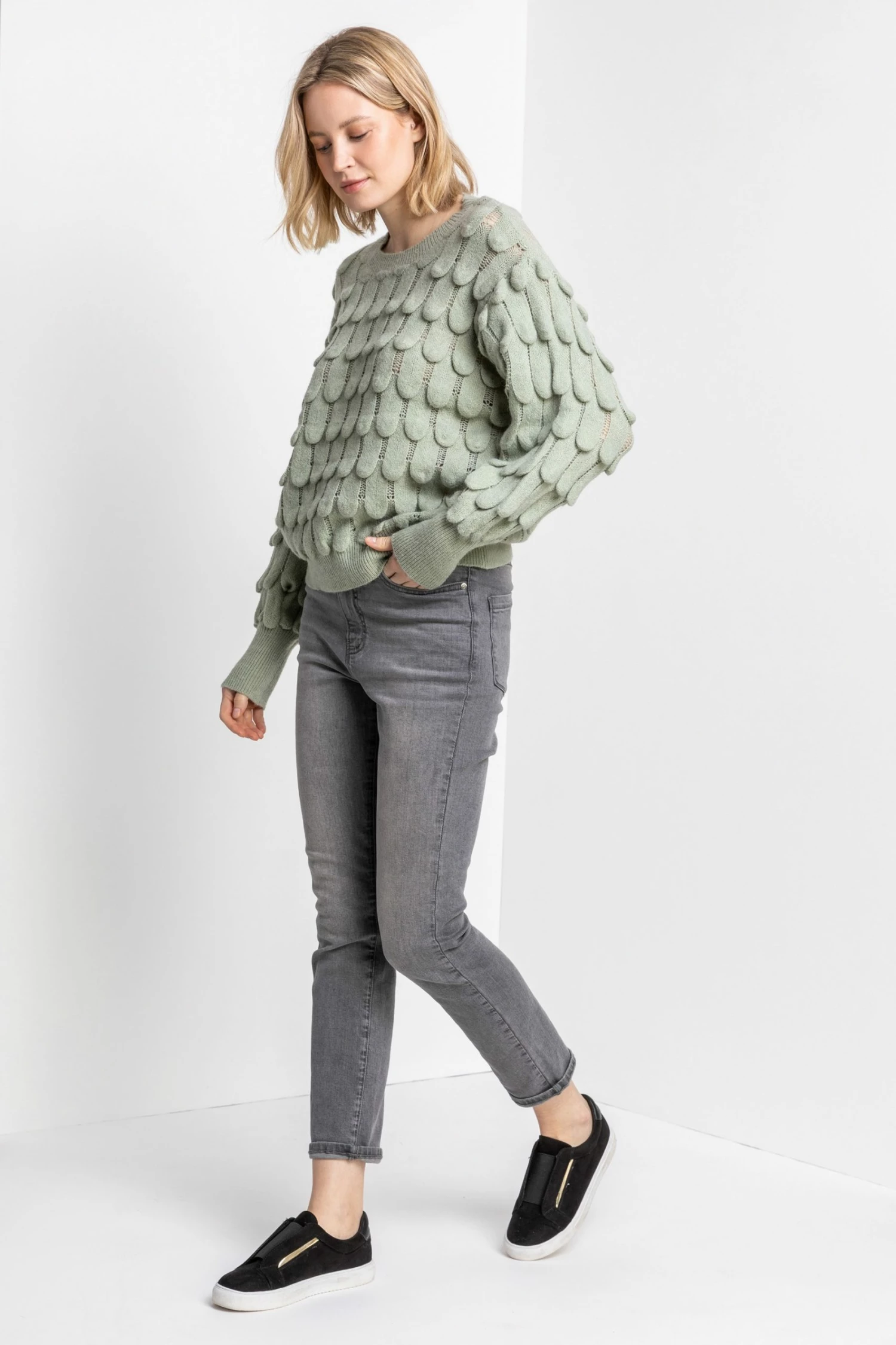 Roman Green Scallop Textured Knit Jumper 6 Roman Green Scallop Textured Knit Jumper - Image 4