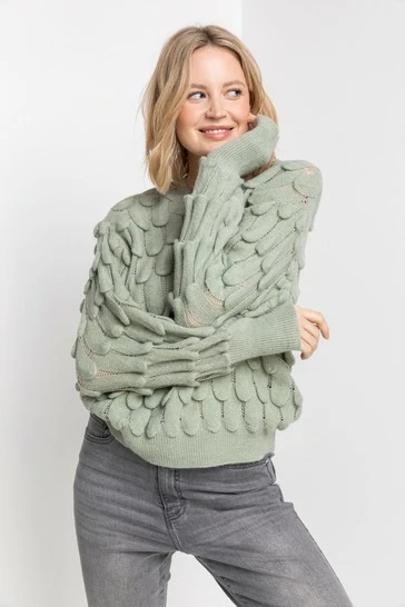 Roman Green Scallop Textured Knit Jumper 8 Roman Green Scallop Textured Knit Jumper - Image 6