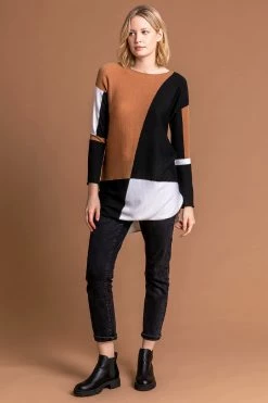 Roman Brown Colour Block Crew Neck Jumper 10 Roman Brown Colour Block Crew Neck Jumper -Roman Sales Shop unnamed file 9579