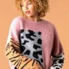 Roman Pink Colour Block Animal Print Jumper 2 Roman Pink Colour Block Animal Print Jumper -Roman Sales Shop unnamed file 9581