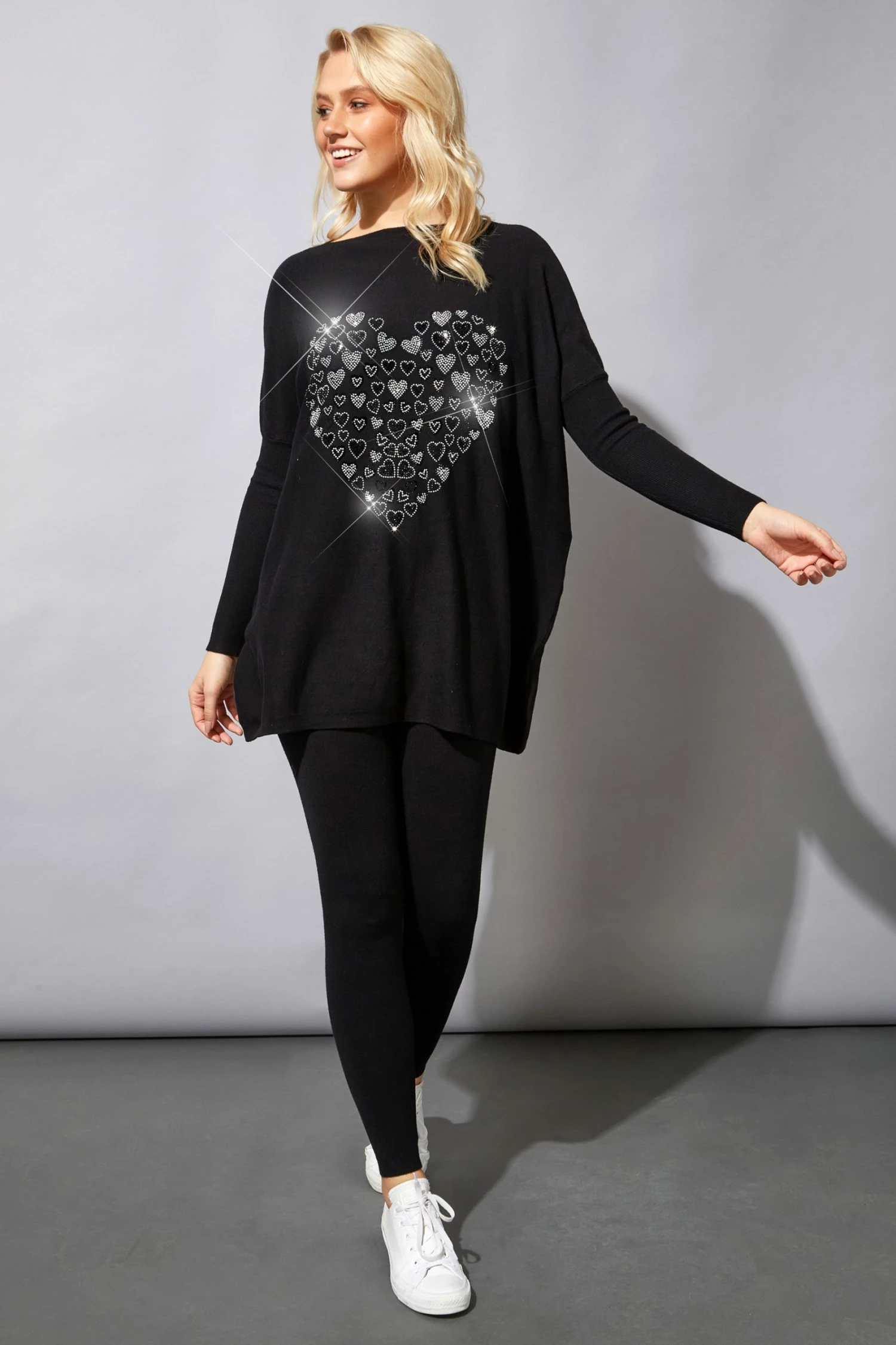 Roman Black Heart Embellished Tunic Lounge Jumper 4 Roman Black Heart Embellished Tunic Lounge Jumper - Image 2