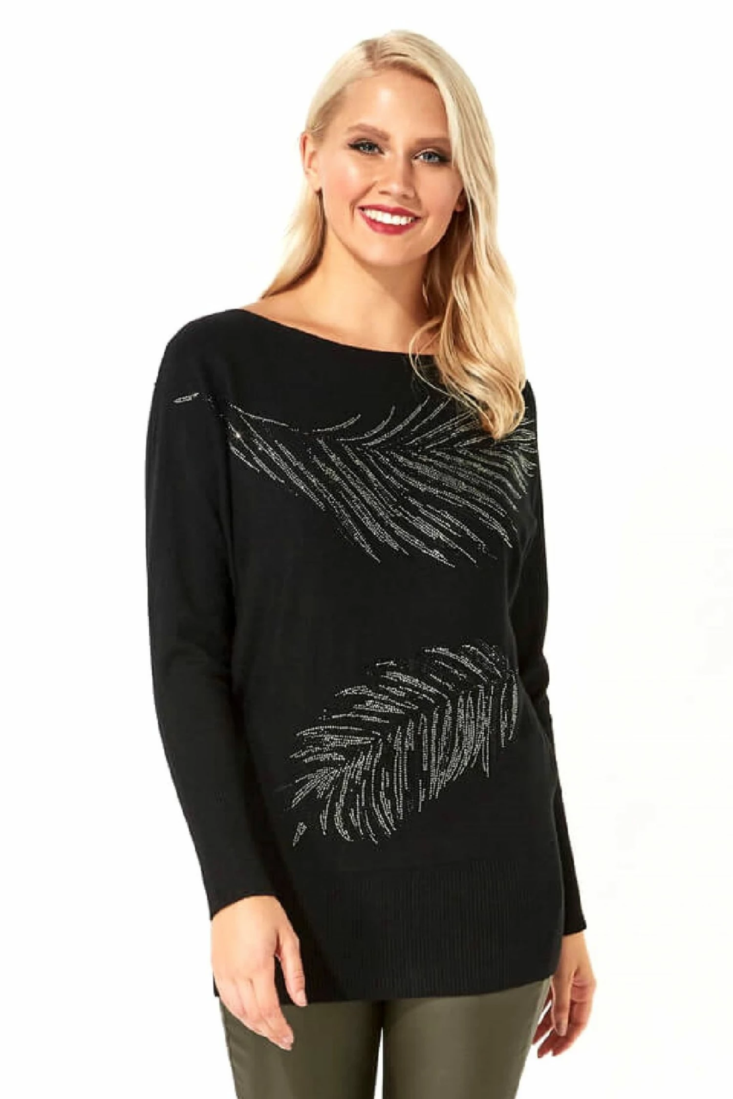 Roman Black Feather Batwing Jumper 3 Roman Black Feather Batwing Jumper