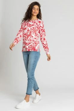 Roman Red Butterfly Print Crew Neck Jumper -Roman Sales Shop unnamed file 9598