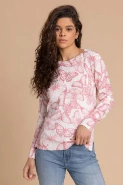 Roman Red Butterfly Print Crew Neck Jumper -Roman Sales Shop unnamed file 9602