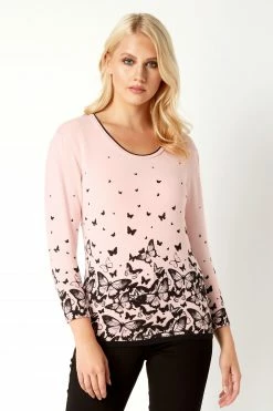 Roman Pink Butterfly Print Jumper