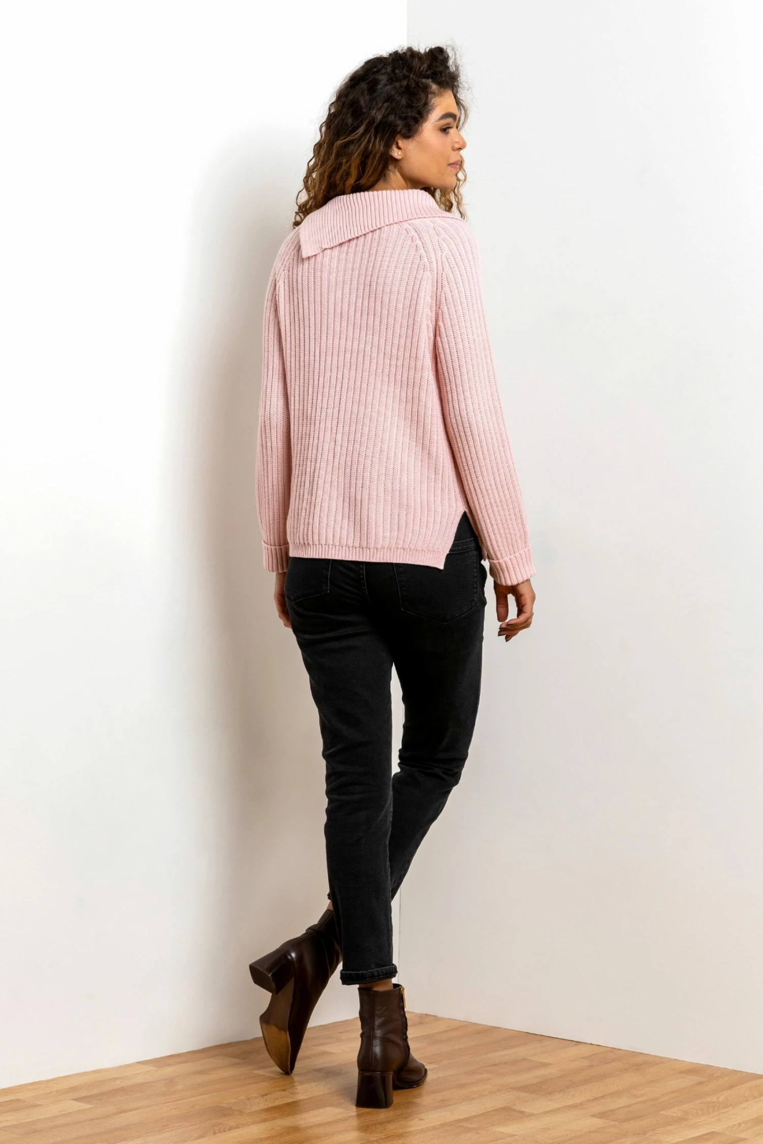 Roman Pink Button Detail Split Neck Jumper 4 Roman Pink Button Detail Split Neck Jumper - Image 2