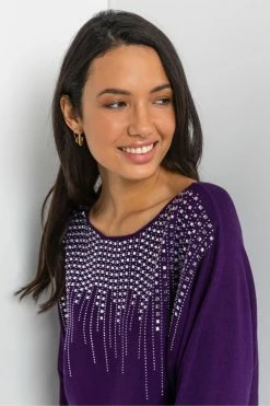 Roman Purple Hotfix Neck Embellished Jumper -Roman Sales Shop unnamed file 9617