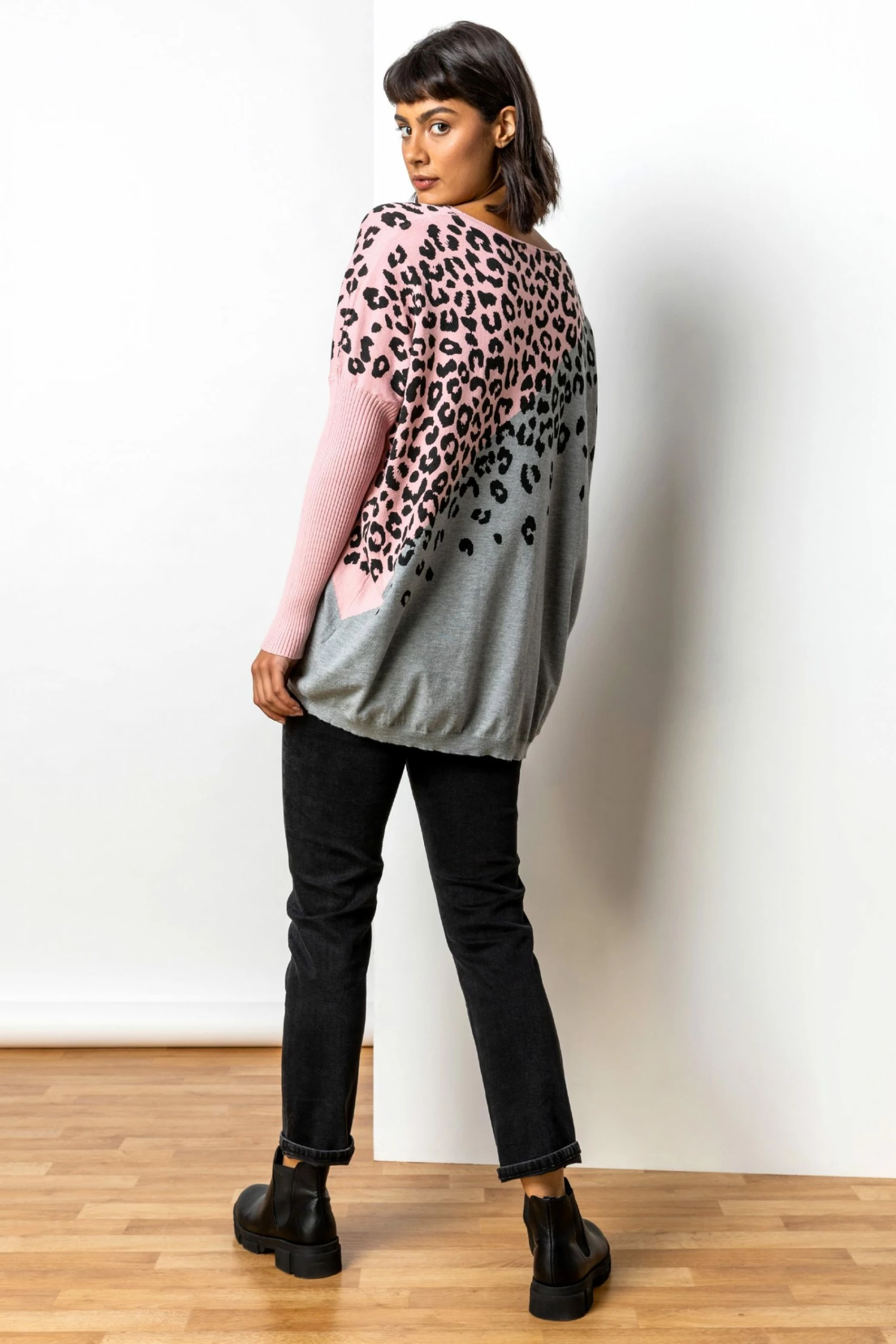 Roman Grey Colour Block Animal Print Jumper 4 Roman Grey Colour Block Animal Print Jumper - Image 2