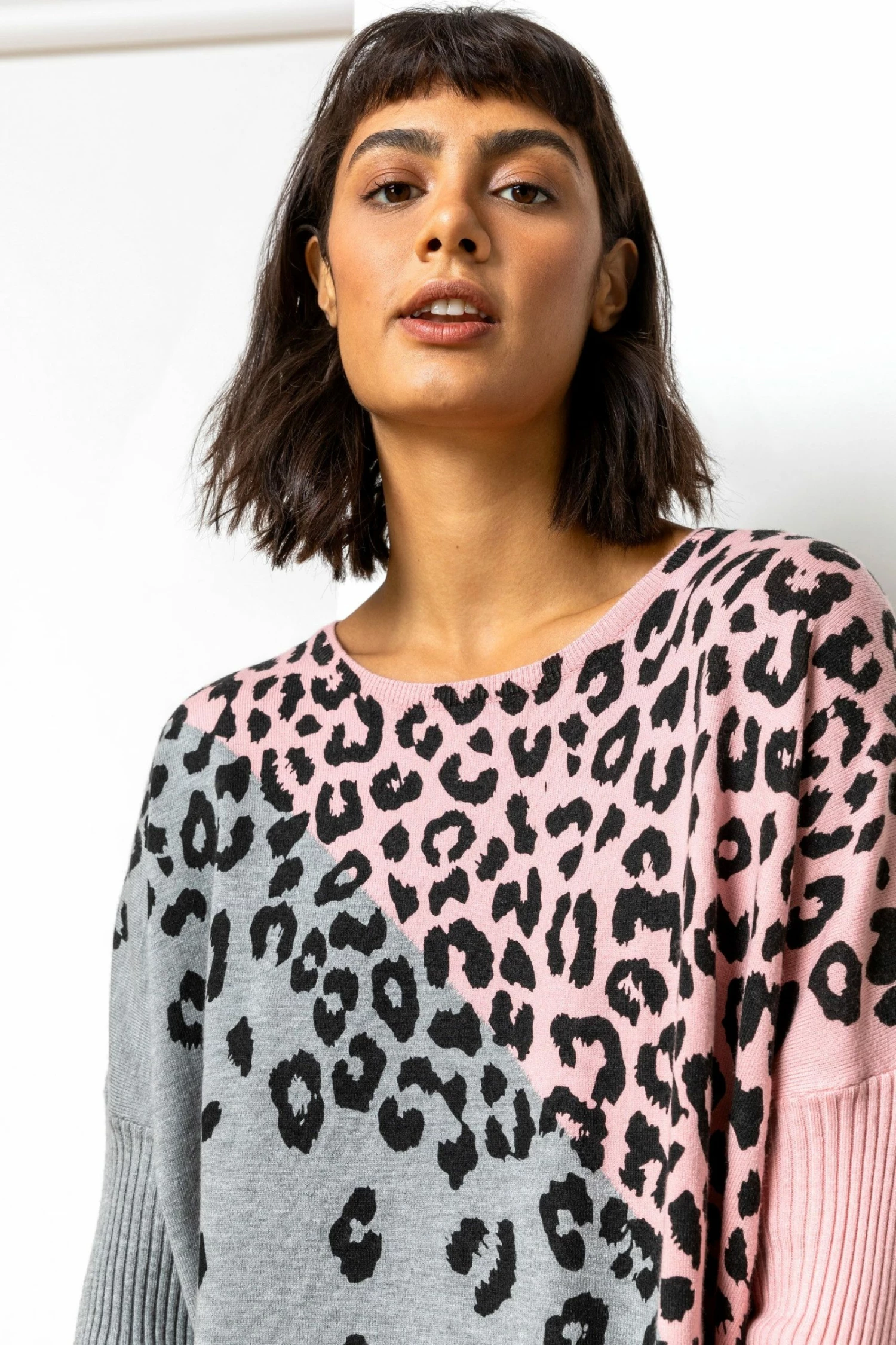 Roman Grey Colour Block Animal Print Jumper 6 Roman Grey Colour Block Animal Print Jumper - Image 4