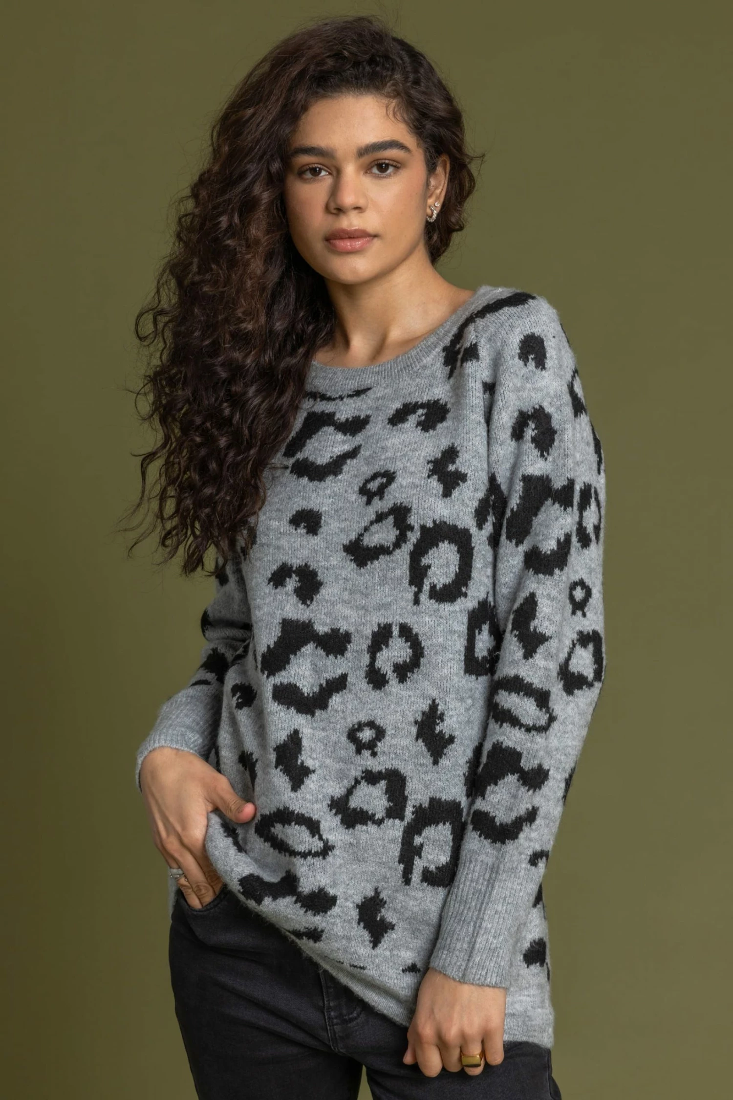 Roman Grey Jacquard Animal Print Jumper 3 Roman Grey Jacquard Animal Print Jumper