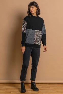 Roman Black High Neck Animal Print Contrast Top 9 Roman Black High Neck Animal Print Contrast Top -Roman Sales Shop unnamed file 9633