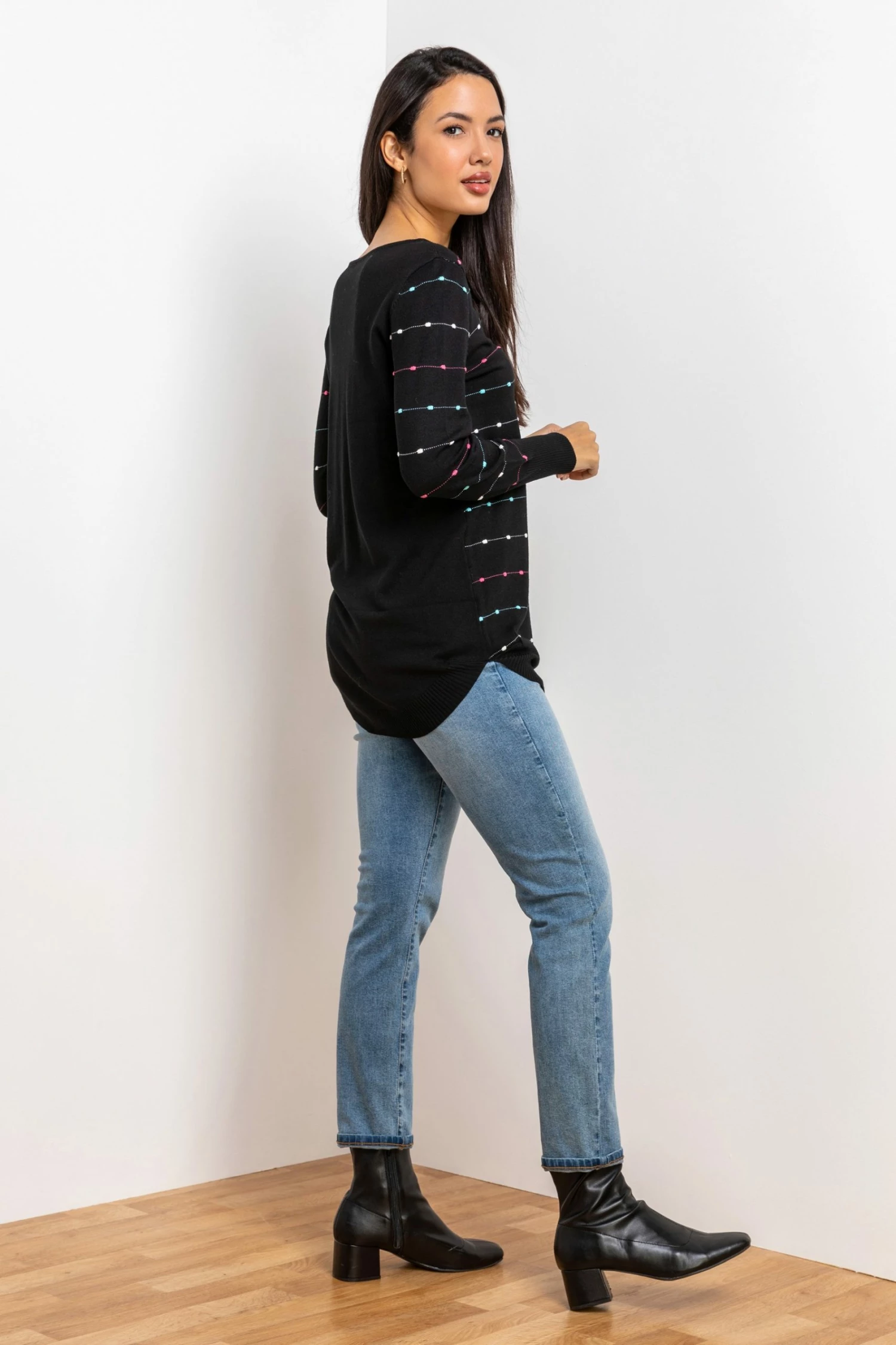 Roman Black Bobble Knit Zip Detail Jumper 4 Roman Black Bobble Knit Zip Detail Jumper - Image 2