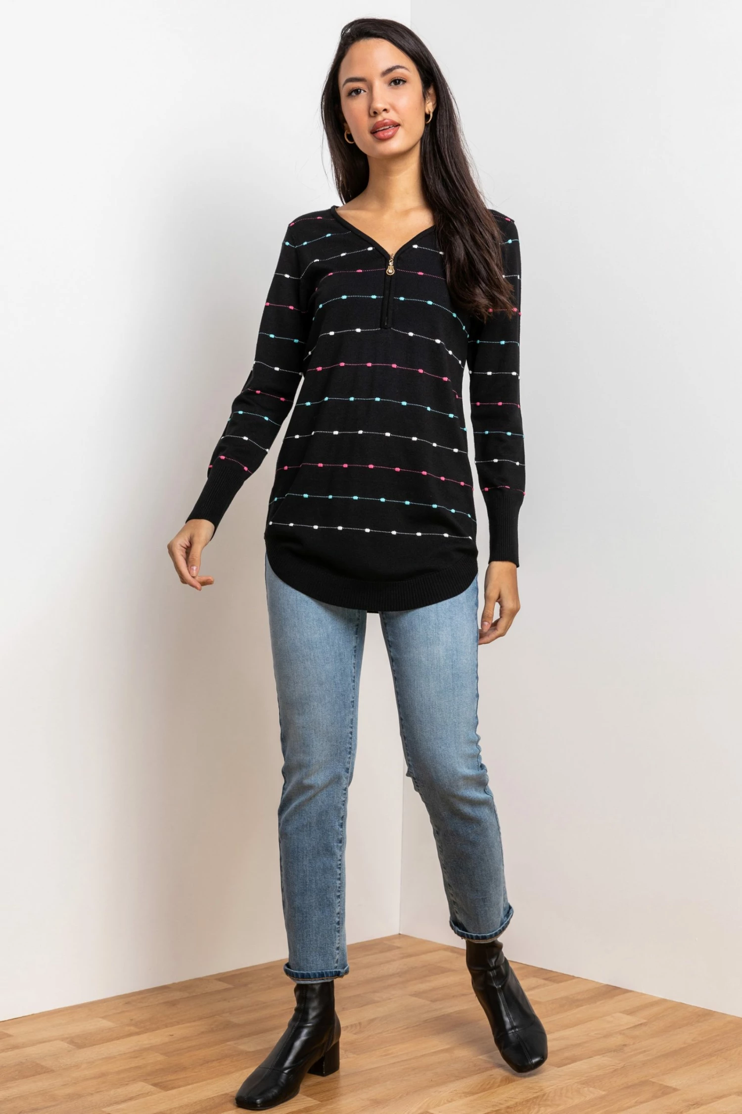 Roman Black Bobble Knit Zip Detail Jumper 5 Roman Black Bobble Knit Zip Detail Jumper - Image 3