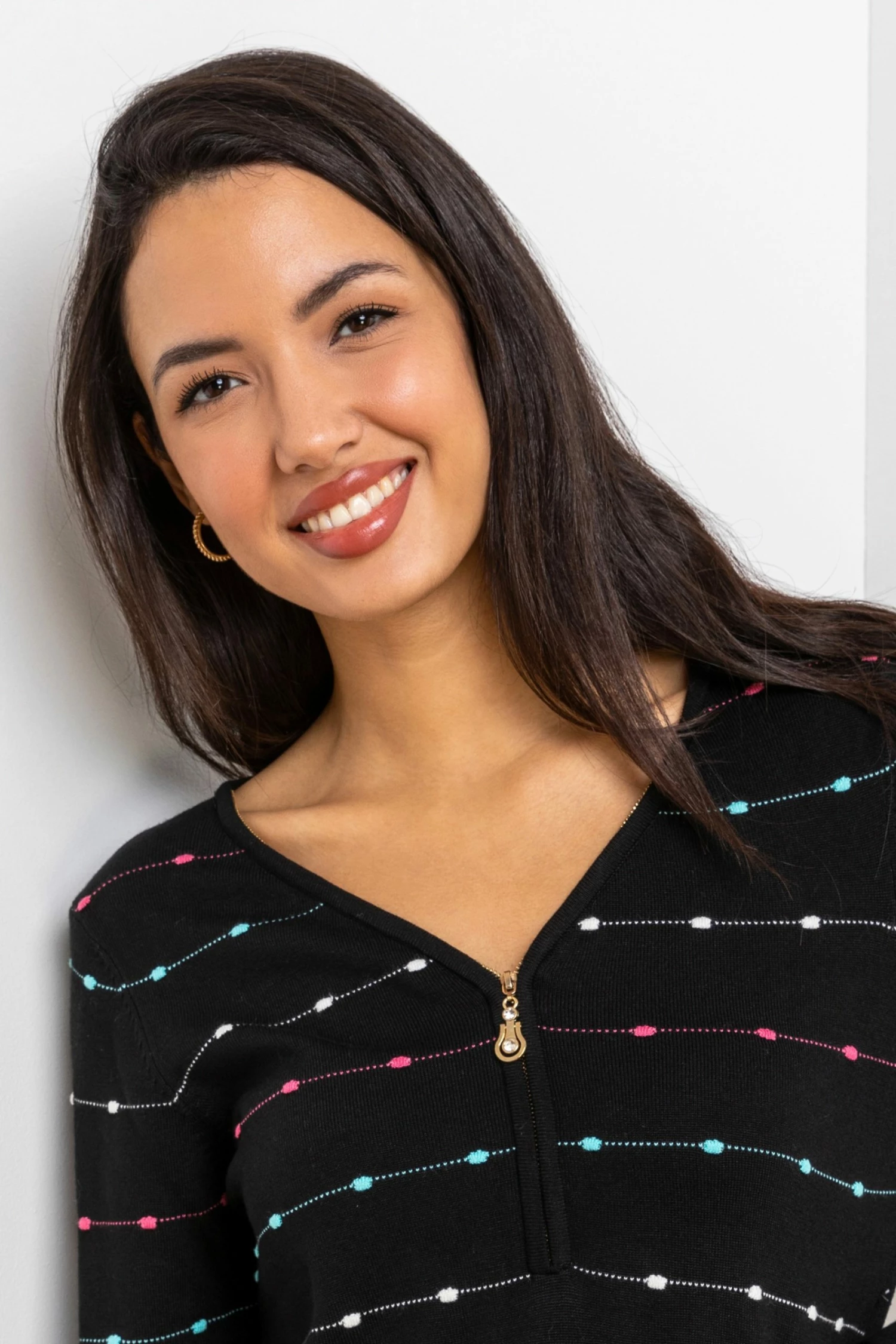 Roman Black Bobble Knit Zip Detail Jumper 7 Roman Black Bobble Knit Zip Detail Jumper - Image 5