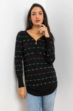 Roman Black Bobble Knit Zip Detail Jumper 13 Roman Black Bobble Knit Zip Detail Jumper -Roman Sales Shop unnamed file 9647