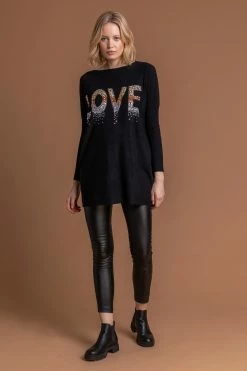 Roman Black Love Sparkle Embellished Jumper 9 Roman Black Love Sparkle Embellished Jumper -Roman Sales Shop unnamed file 9650