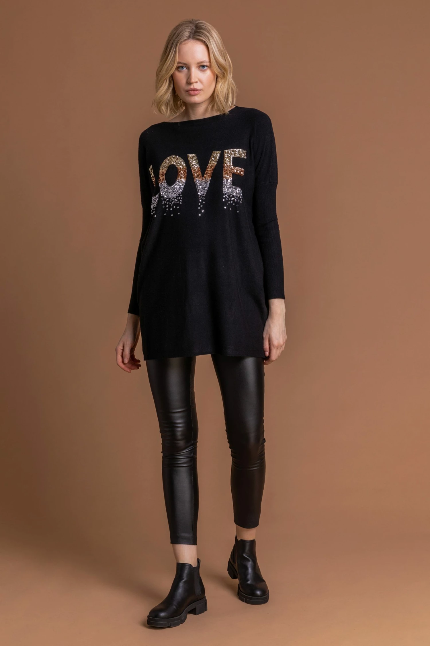 Roman Black Love Sparkle Embellished Jumper 5 Roman Black Love Sparkle Embellished Jumper - Image 3