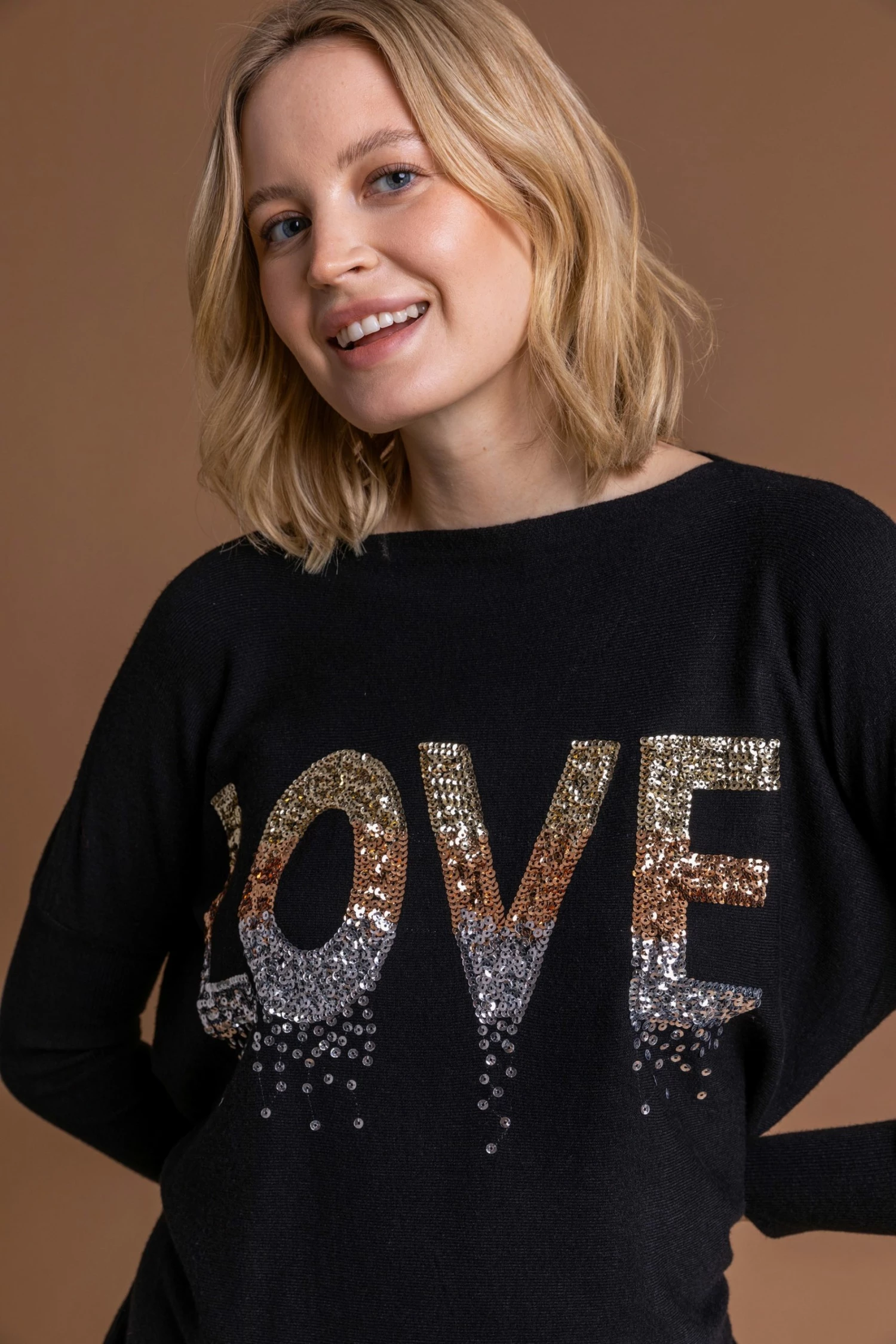 Roman Black Love Sparkle Embellished Jumper 6 Roman Black Love Sparkle Embellished Jumper - Image 4