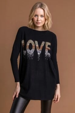 Roman Black Love Sparkle Embellished Jumper 11 Roman Black Love Sparkle Embellished Jumper -Roman Sales Shop unnamed file 9652