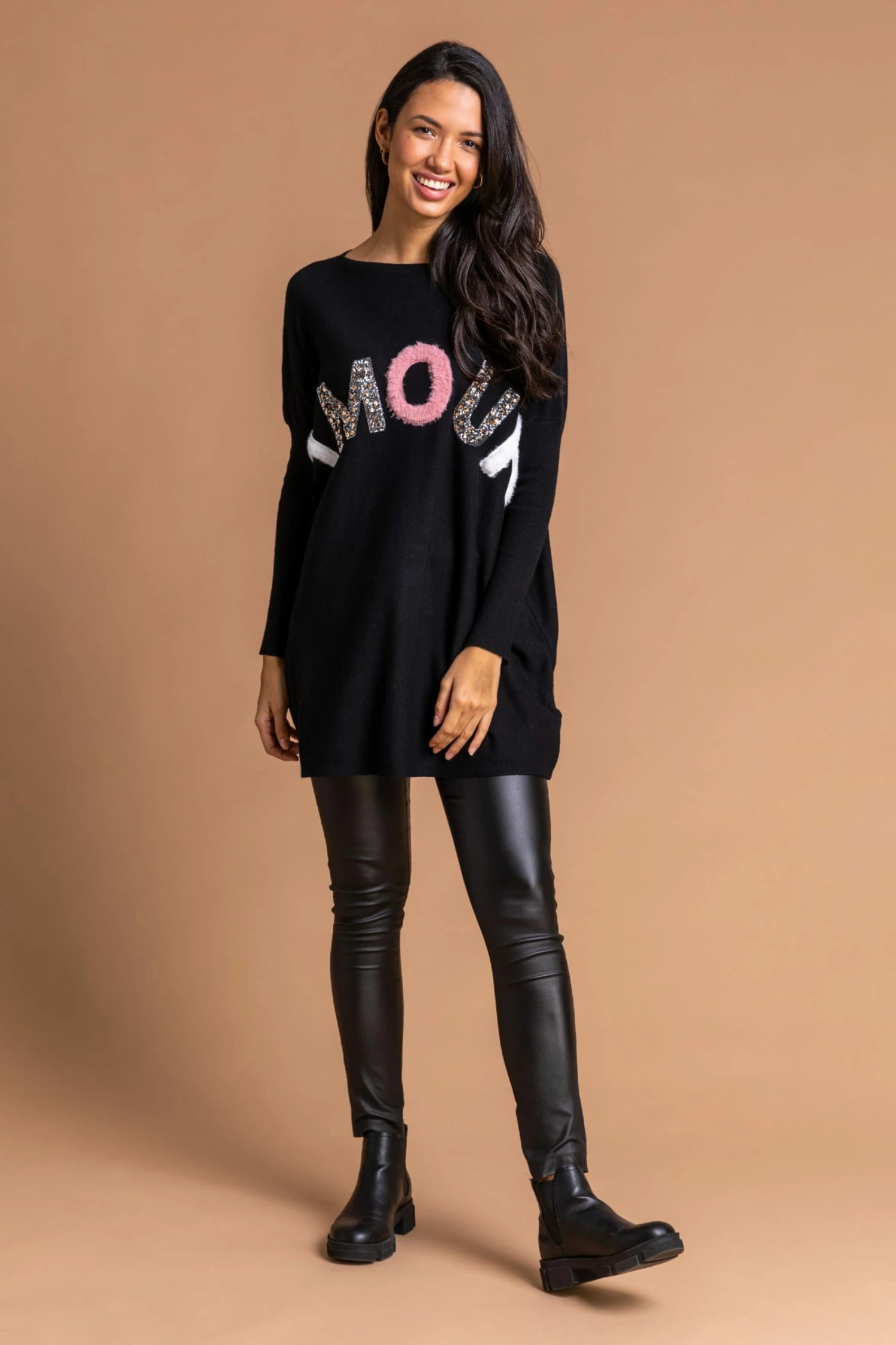 Roman Black Textured Amour Embellished Jumper 5 Roman Black Textured Amour Embellished Jumper - Image 3