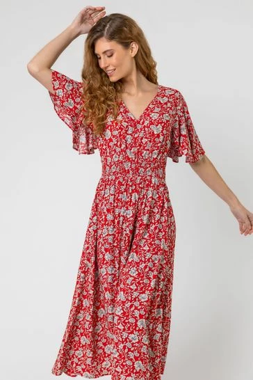 Roman Yellow Floral Print Tiered Midi Dress 10 Roman Yellow Floral Print Tiered Midi Dress - Image 8