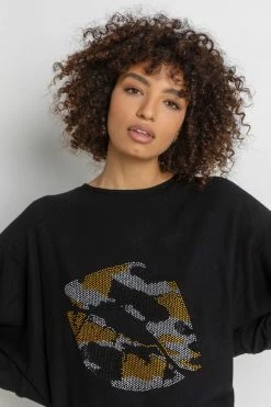 Roman Black Camo Embellished Lips Jumper -Roman Sales Shop unnamed file 9667