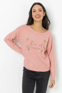 Roman Pink Star Motif Embellished Christmas Jumper