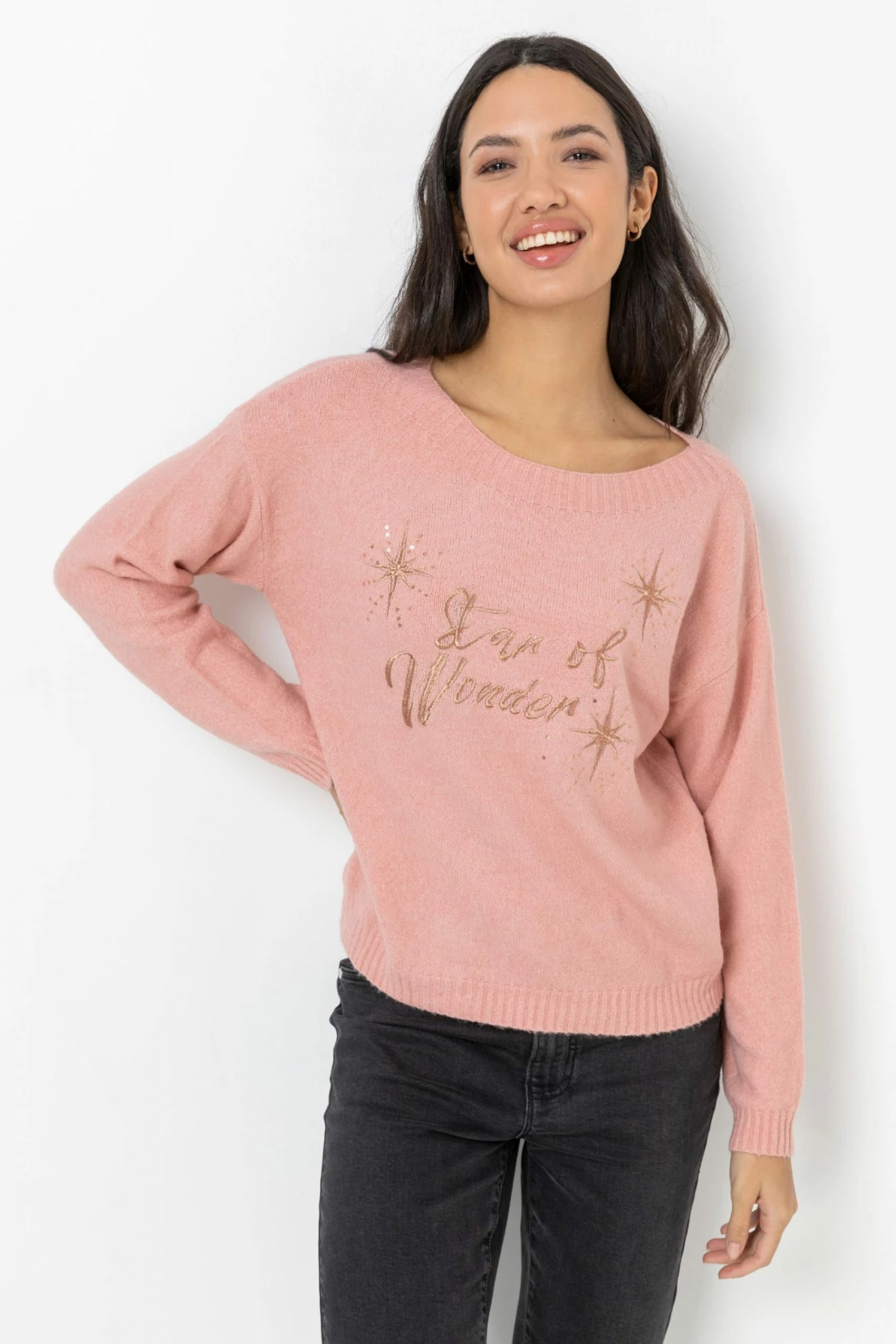 Roman Pink Star Motif Embellished Christmas Jumper 2 Roman Pink Star Motif Embellished Christmas Jumper