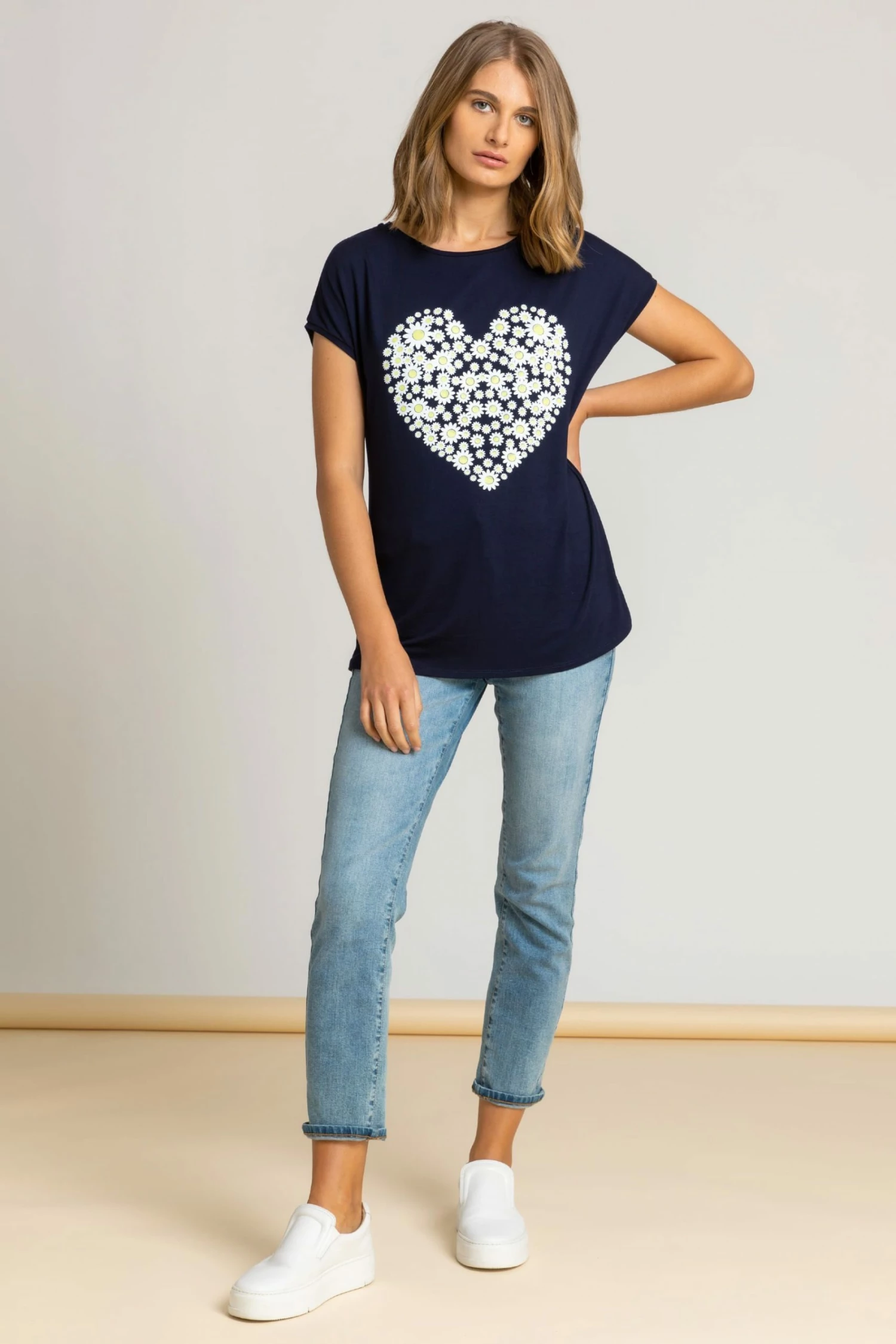 Roman Green Floral Heart Motif T-Shirt 4 Roman Green Floral Heart Motif T-Shirt - Image 3