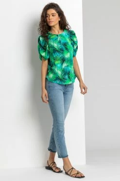 Roman Green Tropical Print Puff Sleeve Top 9 Roman Green Tropical Print Puff Sleeve Top -Roman Sales Shop unnamed file 9707