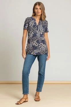 Roman Blue Floral Tile Print Notch Neck Top 8 Roman Blue Floral Tile Print Notch Neck Top -Roman Sales Shop unnamed file 9716